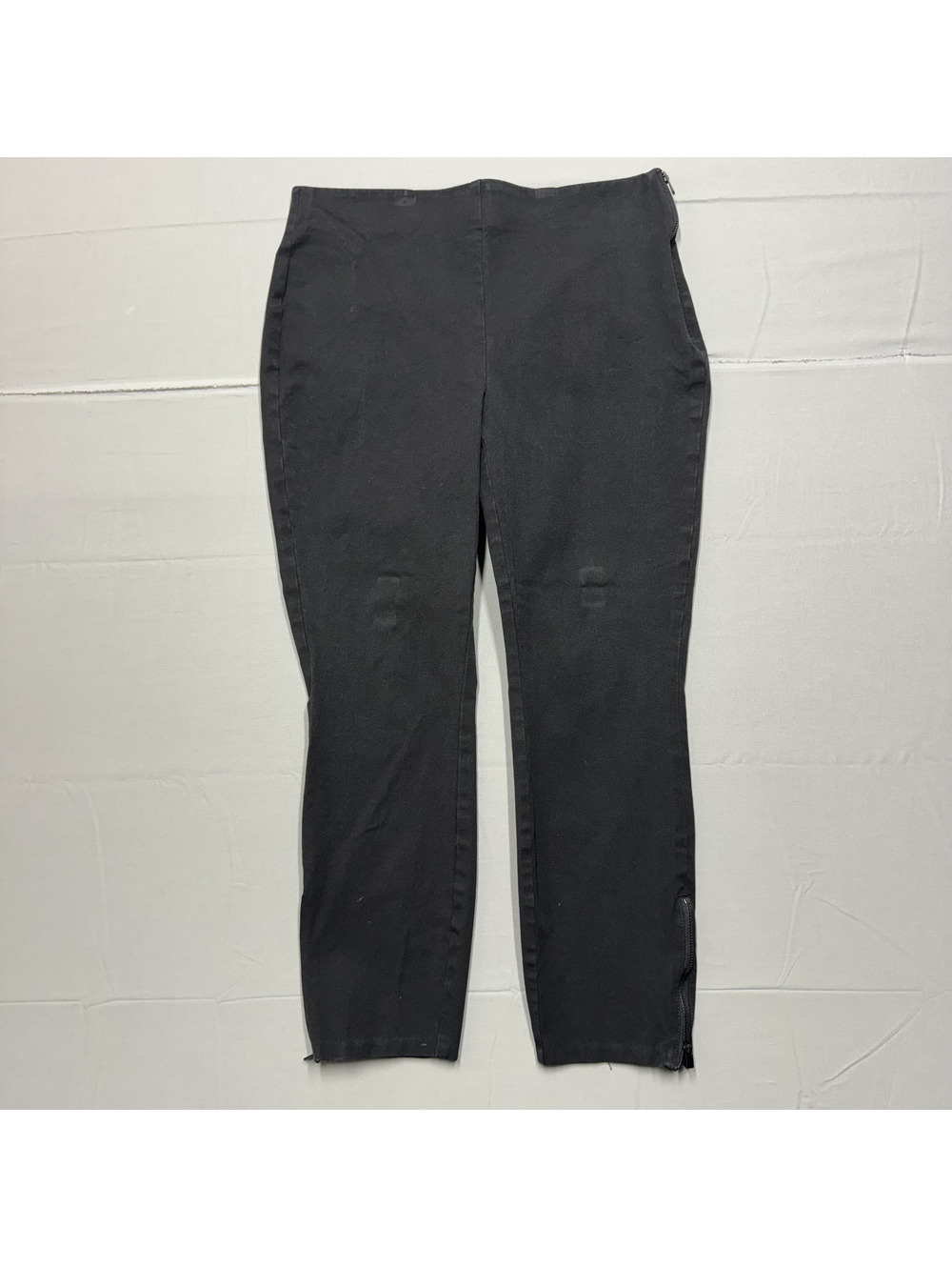 White House Black Market Womens Skinny Crop Twill Pants Size 8 Black Ankle Zip